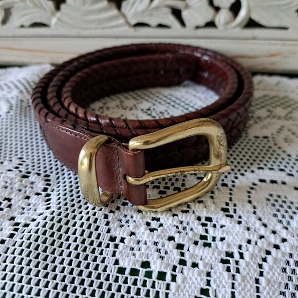 💙Coach Modern Brown Braided Leather Belt Size 38 - Picture 3 of 6